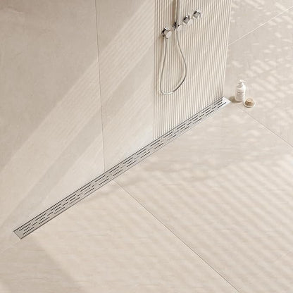 Neodrain 60 Inch Rectangular Linear Shower Drain with Brick Pattern Grate, Brushed 304 Stainless Steel Bathroom Floor Drain, Shower Linear Drain &Leveling Feet, Hair Strainer, CUPC Certified