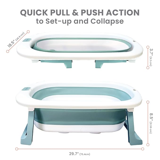 Lulyboo Collapsible Baby Bathtub - Lightweight Newborn Bathtub - Easy to Store Baby Tub for 0 to 12 Months - Foldable Toddler Infant Bath tub - Sensitive Plug Water Temperature - Baby Registry Search