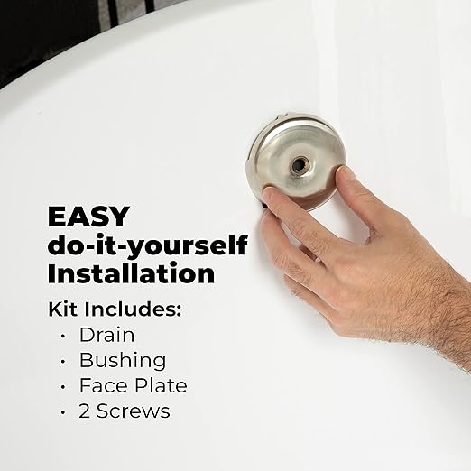 Dorence Lift and Turn Bathtub Tub Drain Assembly, Conversion Kit, Trim Waste and Single Hole Overflow Face Plate, All Brass Construction