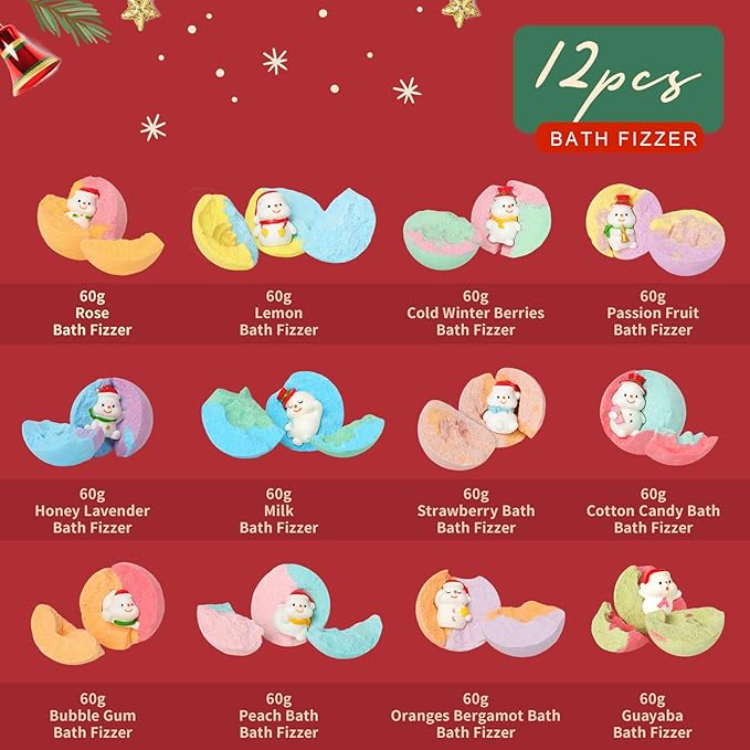 Christmas Gifts for Women - Bath Bomb with Surprise Inside, Bath Bomb Gift Set for Sister, Wife, Mom, Son, Daughter｜Spa Gift Set Christmas Idea for Boys Girls Gifts