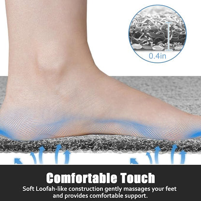 Square Shower Mat Non Slip: 31x31 Inch Extra Large Shower Floor Mat with Drain Hole in Middle - Soft PVC Loofah Bath Mat for Shower - Anti Slip Shower Stall Mat for Elderly and Kids