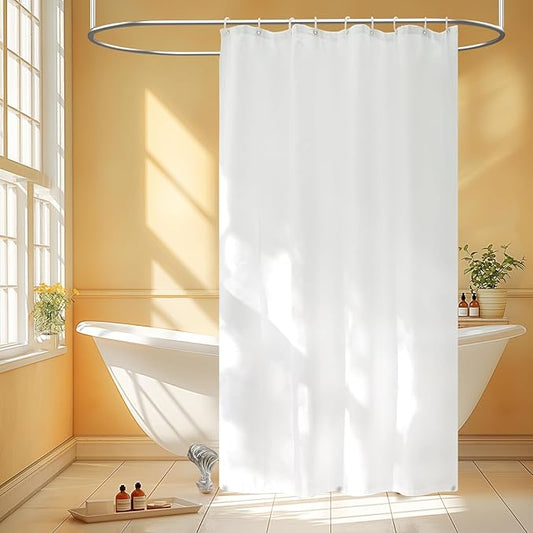 Waterproof Fabric Stall Shower Curtain Liner with 3 Large Magnets, 54 x 78 inch Long Cloth Shower Liner Washable, 54‘’ W White Lightweigt Bathroom Shower Stall Curtain