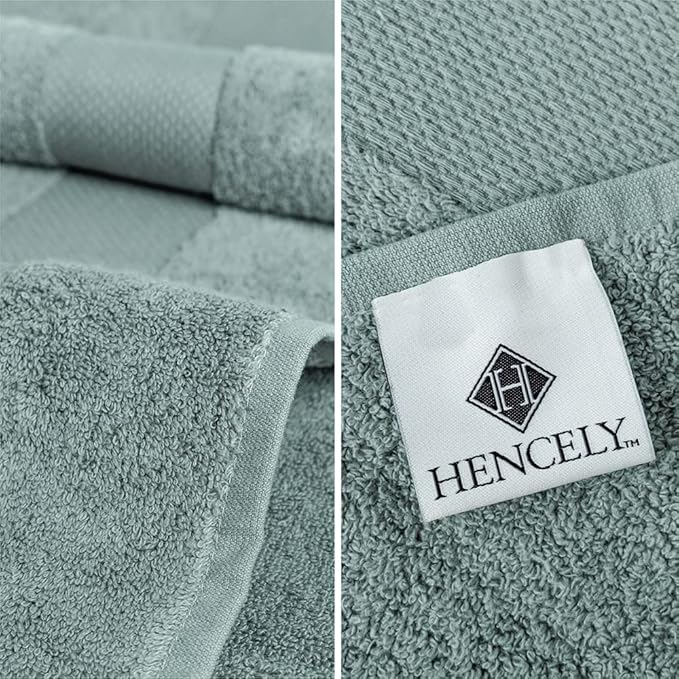 Hencely 18-Piece Bath Towel Set - High Absorbency, Quick Drying - 100% Soft Turkish Cotton - 6 Bath Towels, 6 Hand Towels, 6 Washcloths - for Bathroom, Home, Hotel, Spa, and Gym - 18-Pack Dark Green