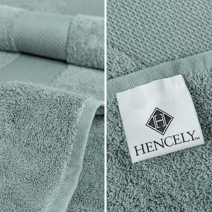 Hencely 18-Piece Bath Towel Set - High Absorbency, Quick Drying - 100% Soft Turkish Cotton - 6 Bath Towels, 6 Hand Towels, 6 Washcloths - for Bathroom, Home, Hotel, Spa, and Gym - 18-Pack Dark Green