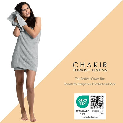Chakir Turkish Linens | Hotel & Spa Quality 100% Cotton Premium Turkish Towels | Soft & Absorbent (8-Piece Towel Sets, Silver Gray)