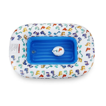 PandaEar Inflatable Dinosaur Baby Bathtub, Foldable Baby Infant Bath Tub Toddler Bathtub with Air Pump, Portable Travel Non-Slip Shower Basin Mini Air Swimming Pool for Newborn (Blue)