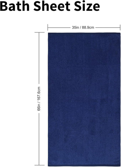 Everplush Diamond Collection Extra Large Bath Sheet Towel – 1 Pieces, Super Soft & Highly Absorbent, Quick-Drying & Extra Large. Perfect for Bathroom, Pool, Swimming Use (Navy, 35" x 66" 1PK)
