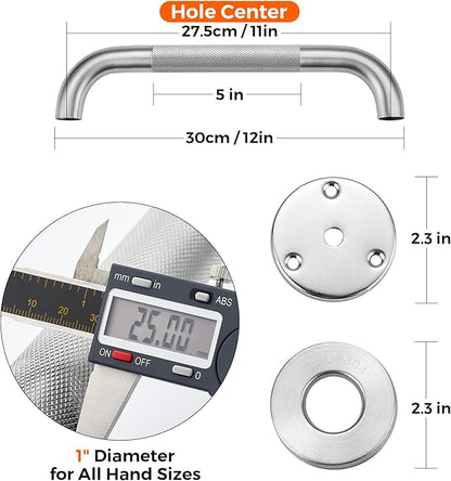 Grab Bars for Shower, 2 Pack 12-Inch Anti Slip Shower Handles for Elderly, Safety Shower Grab Bar, Stainless Steel Handicap Grab Bars for Bathroom,Toilet (Brushed Nickel, 1" Diameter)