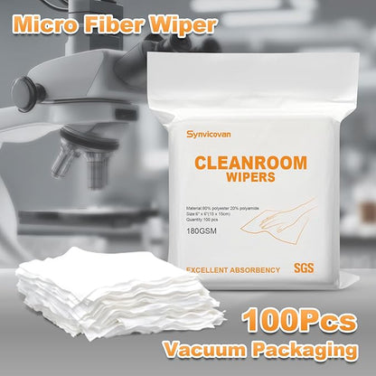 Microfiber Wipes 6"x6"(100 Pcs,Class 100, 180GSM) Superfine Lint Free Cloths Cleaning and Drying Cloths Reusable Ultra Absorbent for All Surface Types