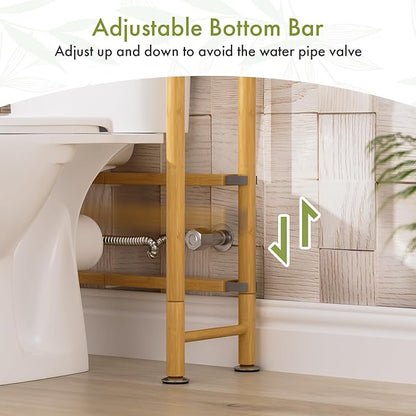 AmazerBath Over The Toilet Storage Shelf Bamboo, 3-Tier Over Toilet Organizer Rack, Freestanding Above Toilet Shelf for Bathroom, Laundry, Space Saver, Natural Color