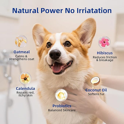 Unipaws Probiotic Short-Haired Dog Conditioner – Degreasing, Soothing & Anti-Shedding for Red, Itchy Skin, Vegan Calendula, Coconut & Oatmeal – EWG Green & Medicated, Made in Korea, 16.9 Fl Oz