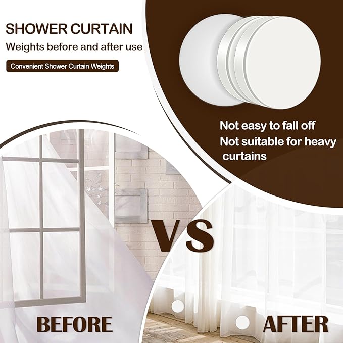 8 Pack Shower Curtain Weights, Rubber Covered Magnetic Curtain Weights, Shower Magnets for Curtain Liner Prevent from Blowing Around, Work for Drapery, Flag, Tablecloth (4 Pairs)