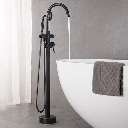 Tub Filler Freestanding Bathtub Faucet Oil Rubbed Bronze Floor Mounted Brass Bathroom Tub Faucets with Hand Shower