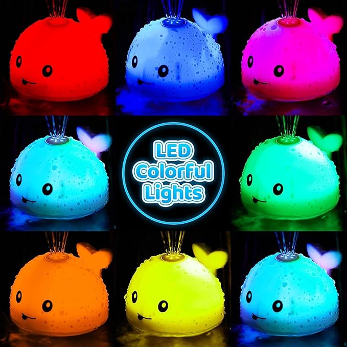 Baby Bath Toys for Kids Ages 1-3 & Babies 6-12 Months, Light Up Whale Sprinkler Water Toys for Infant Toddlers 1 2 3 Year Old Boys Girls Christmas Stocking Stuffers Birthday Gifts Newborn Essentials