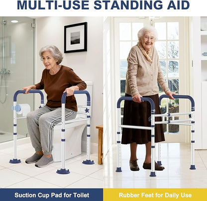 Toilet Safety Rails for Seniors, Adjustable Height & Width Toilet Rails, 350 lb Toilet Handles for Elderly and Disabled, Foldable Toilet Safety Frame, Toilet Bars Fit Any Toilets