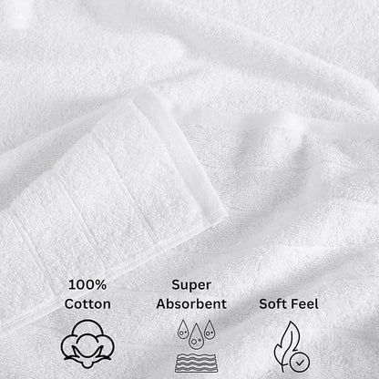 Casa Platino 24 Piece Cotton Towel Set – Ring Spun, Soft & Absorbent Towels, Full Bathroom Set with Bath Sheets, Hand Towels, Gym Towels & Washcloths, Machine Wash Safe – White
