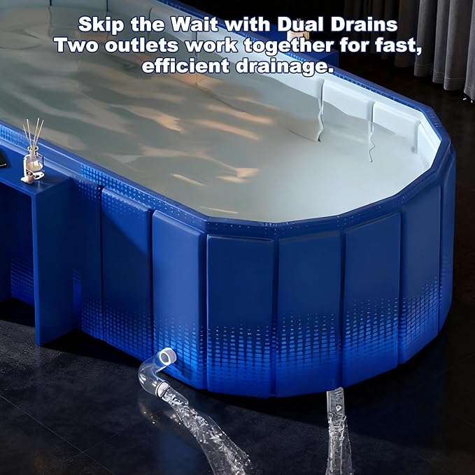 Portable Bathtub for Adult 47" Large Collapsible Cold Plunge Bathtub Foldable No Installation Ice Bath Tub for Shower Stall, Bathroom Hot SPA Soaking Standing Tub