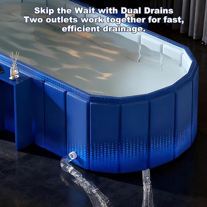 Portable Bathtub for Adult 59" Large Collapsible Cold Plunge Bathtub Foldable No Installation Ice Bath Tub for Shower Stall, Bathroom Hot SPA Soaking Standing Tub