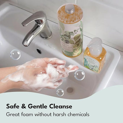 ROMIIE ZOI Eucalyptus & Mint Foaming Hand Soap Refills with Reusable Pump Dispenser - Natural & Cruelty-Free, Gentle & Moisturizing - Large Bottle Bulk for Home & Kitchen-1L/33.8oz (Pack of 3)