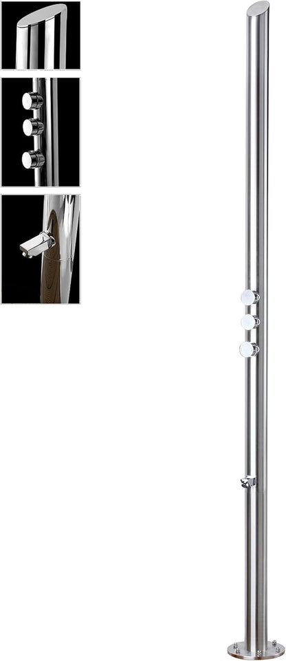 Wayime 85" Separable&Composable Free-Standing Brushed Stainless Steel 304 Waterfall Outdoor Shower with DOE Certificate