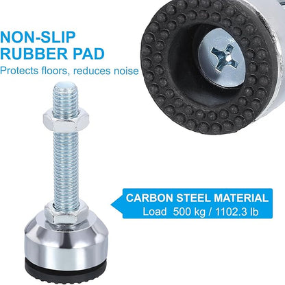 PATIKIL Furniture Leveling Feet 1.6" Dia Base M12 Thread, 4 Pcs Carbon Steel Adjustable Threaded Furniture Levelers Screw on Leg Leveler with Pads for Desk Chair Cabinet, Black