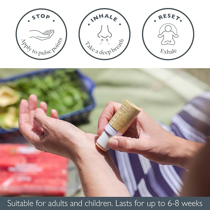 Scentered Aromatherapy Balm Stick - Happy - Mood Boost Roll On Essential Oils Blend for Positive Thinking - Grapefruit, Cedarwood, Lemon Myrtle Essential Oil - Self-Care Stocking Stuffers for Women