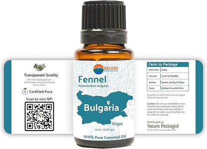 Fennel Essential Oil (Sweet Fennel) - Direct from Balkan Essential Oils - Pure Aromatherapy Diffuser Oils | 100% Pure Therapeutic Grade Natural Aceite de Hinojo (15ml)