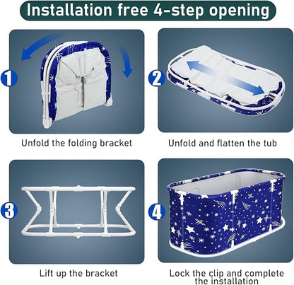 Portable Bathtub, 47 in Freestanding Soaking Bath Tub for Adults, Portable Bathtub for Shower Stall, Separate Family Bathroom SPA Tub, Family Adult Foldable Bathtubs for Hot Bath Ice Bath
