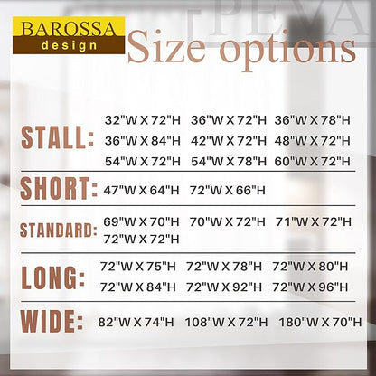 BAROSSA Design XLong Shower Curtain Liner with 96 inches Height - 6 Bottom Magnets, Waterproof PEVA, PVC Free, Metal Grommets, Clear, 72x96