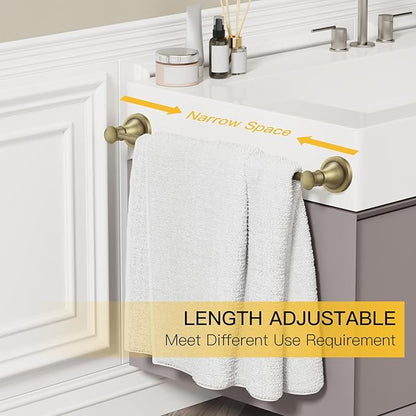 BESy Adjustable Antique Brass 16.5 to 28.7 Inch Bath Towel Bar Rack for Bathroom Towel Holder Wall Mounted Towel Bar Rod Hanger Bathroom Hardware Accessories Hotel Style Stainless Steel Antique Brass