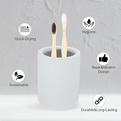 Toothbrush Holder, Diatomite Bathroom Organizer, Toothbrush & Toothpaste Holder Cup, Vanity Storage Solution for Bathrooms, Light Grey, 1Pc