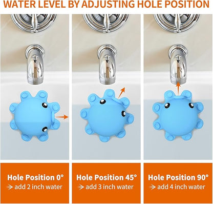 Bathtub Overflow Drain Cover - Tub Soak Bath Cover, Adds Inches of Water for Deeper Bath (Blue)