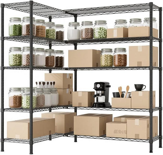 VINGLI 70" W Storage Shelves 1600LBS Heavy Duty Metal Shelving, Upgraded 5 Tier Garage Shelving Unit, Adjustable Wire Shelf for Storage Rack Commercial Pantry Shelf Organizer, 69.8"W × 15.8"D × 71"H