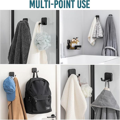 TAILI Patented Strong Suction Cup Holder, Thickened 304 Stainless Steel Bathroom Suction Hook for Towel, Loofah, Bathrobe, Damage-Free Hanging Shower Wall Hook, Double-Hook Widening Design, Black