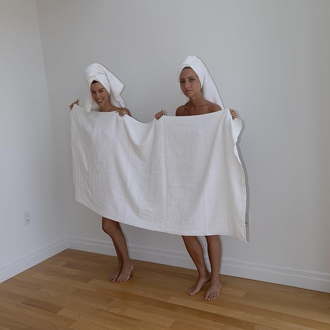 Mosobam Luxury Turkish Towels Bath Sheets 35X70 White 700 GSM Bamboo Viscose & Aegean Turkish Combed Cotton
