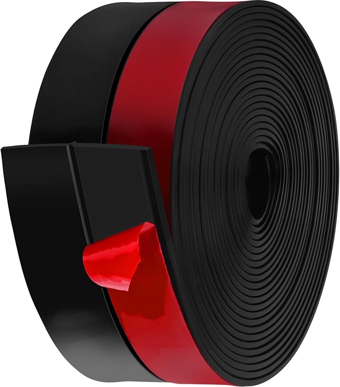 MYFAMIREA Door Weather Stripping 2IN (W) x 40FT (L) Door Draft Stopper Seal Tape Silicone Seal Strip Self Adhesive Shower Sweep Insulation Tape Side Bottom Strip for Sliding Glass Window Gap, Black