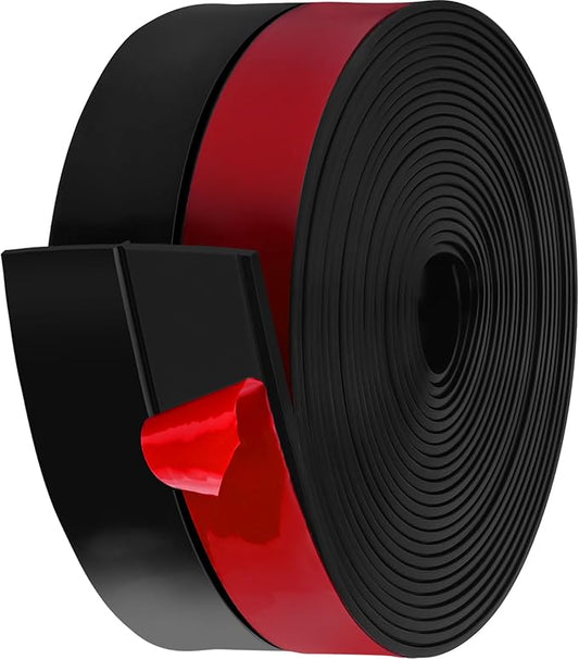 MYFAMIREA Door Weather Stripping 2IN (W) x 40FT (L) Door Draft Stopper Seal Tape Silicone Seal Strip Self Adhesive Shower Sweep Insulation Tape Side Bottom Strip for Sliding Glass Window Gap, Black