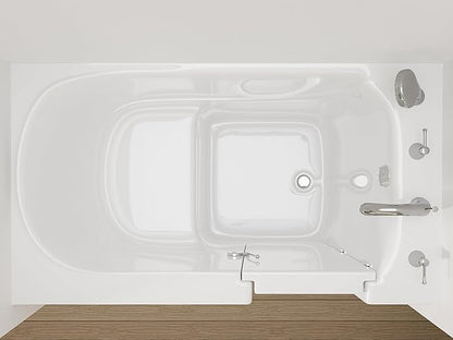 ANZZI Walk In Tub 53'' x 30'' Right Drain Oriented Tub in White, Easy Entry, Non-Electrical, Quick Fill, Slip-Resistant, Modern Chrome Trim