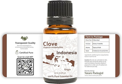 Clove Essential Oil - 100% Pure Steam Distilled Natural Aceite de Clavo from Indonesia for Aromatherapy & Wellness - Premium Grade (8oz)