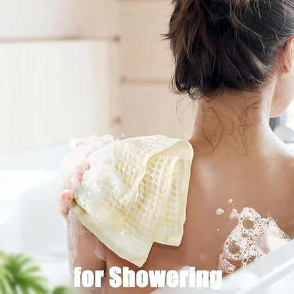 Cleanbear Wash Cloths 12 Pack, Cream Washcloths Set, 100% Cotton Waffle Weave – Fluffy, Absorbent, Quick-Drying Wash Cloths for Showering, Face, Body, and More