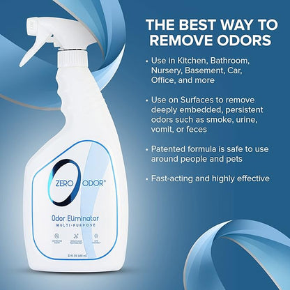 Zero Odor - Multi-Purpose Strong Odor Eliminator for Home, Office, Car, Bathroom, Hotel, Room Deodorizer, and Odor Neutralizer, 22Oz