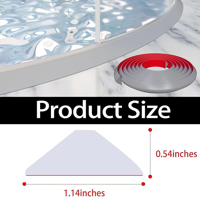Raycity Shower Threshold Water Dam Barrier,Shower Door and Kitchen Water Strip Dam Shower Guard for Dry And Wet Separation Caulk Seal Strip Edge Trim(67Inches/Grey)