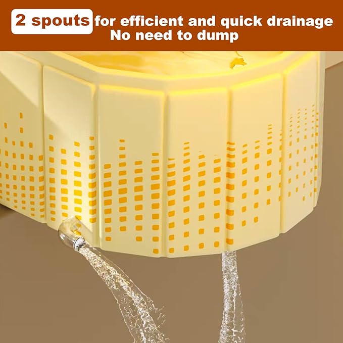 Portable Bathtub for Adult 47" Large Collapsible Cold Plunge Bathtub Foldable No Installation Ice Bath Tub for Shower Stall, Bathroom Hot SPA Soaking Standing Tub
