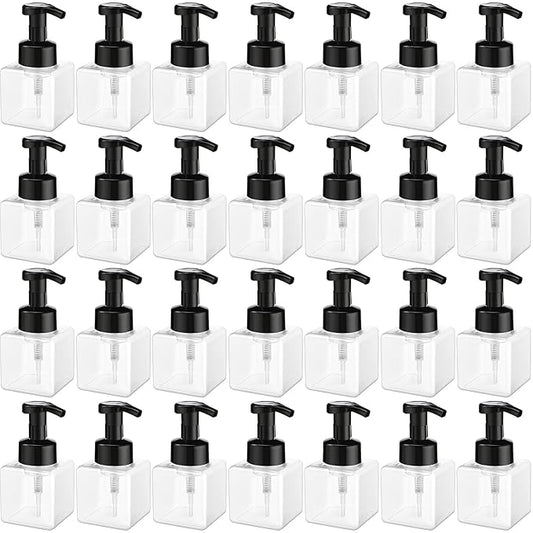 Domensi 24 Pcs Foam Pump Bottle Foaming Soap Dispenser Empty Travel Foaming Dispenser 8.5 oz Refillable Hand Soap Plastic Pump Bottle Travel Clear Container for Bathroom Vanities (Black)