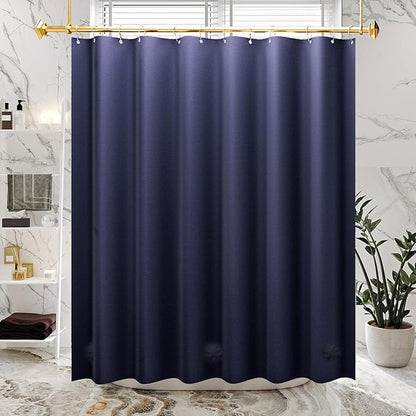 AmazerBath Navy Blue Shower Curtain, Thick PEVA, Heavy Duty Waterproof 72x72 with 3 Weighted Stones and 12 Grommets