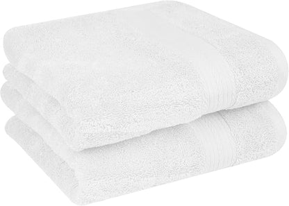 Ample Decor Hand Towels for Bathroom 18 X 28 Inch 600 GSM 100% Cotton, Soft Absorbent - Set of 2 - Christmas White