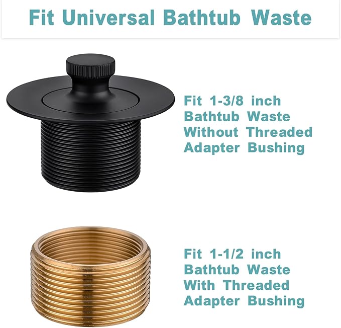 BESTILL Lift and Turn Bathtub Drain Bath Tub Trim Set Conversion Kit, Matte Black