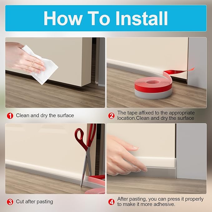 10FT Weather Stripping Door Seal - 2" Silicone Door Draft Seal Tape for Gaps Under Door Weatherstripping Sweep Stopper for Bottom of Shower Door/Sliding Glass Door