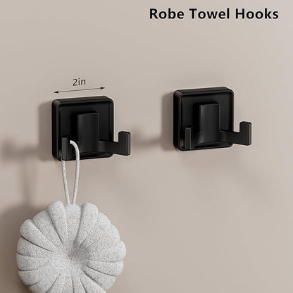 5-Pieces Matte Black Bathroom Hardware Accessories Set, SUS304 Stainless Steel Bath Towel Bar Set, 15.6 Inch Bath Towel Bar Set，Towel Racks for Bathroom Wall Mounted.