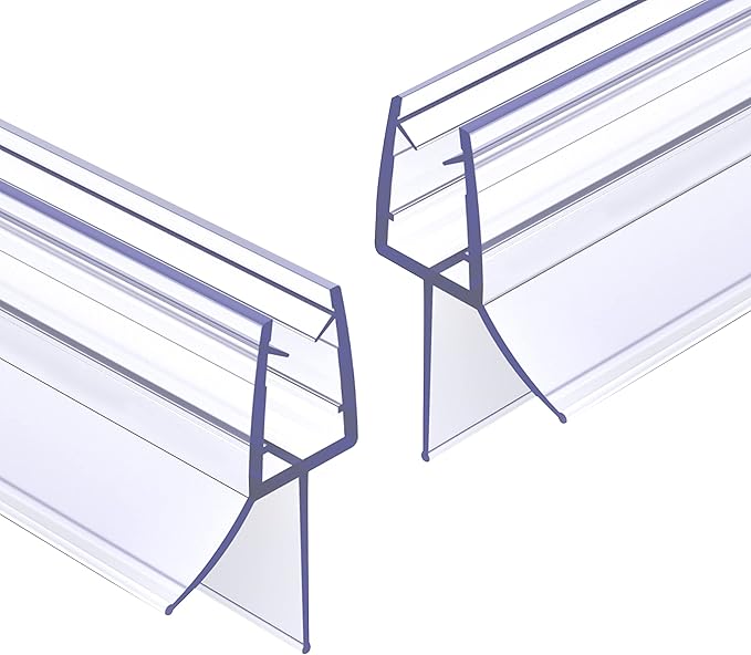 Shower Door Bottom Seal 2-Pack, 36"(914mm) Long PVC Strips with Drip Rail for 5/16"(8mm) Glass Door, Prevent Water from Spilling and Keeps The Room Clean